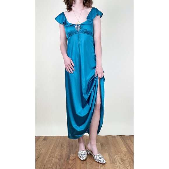 Vintage Union Made Maxi Slip Dress Romantic Regency Princess Dainty 60s 70s Sexy - Picture 4 of 7